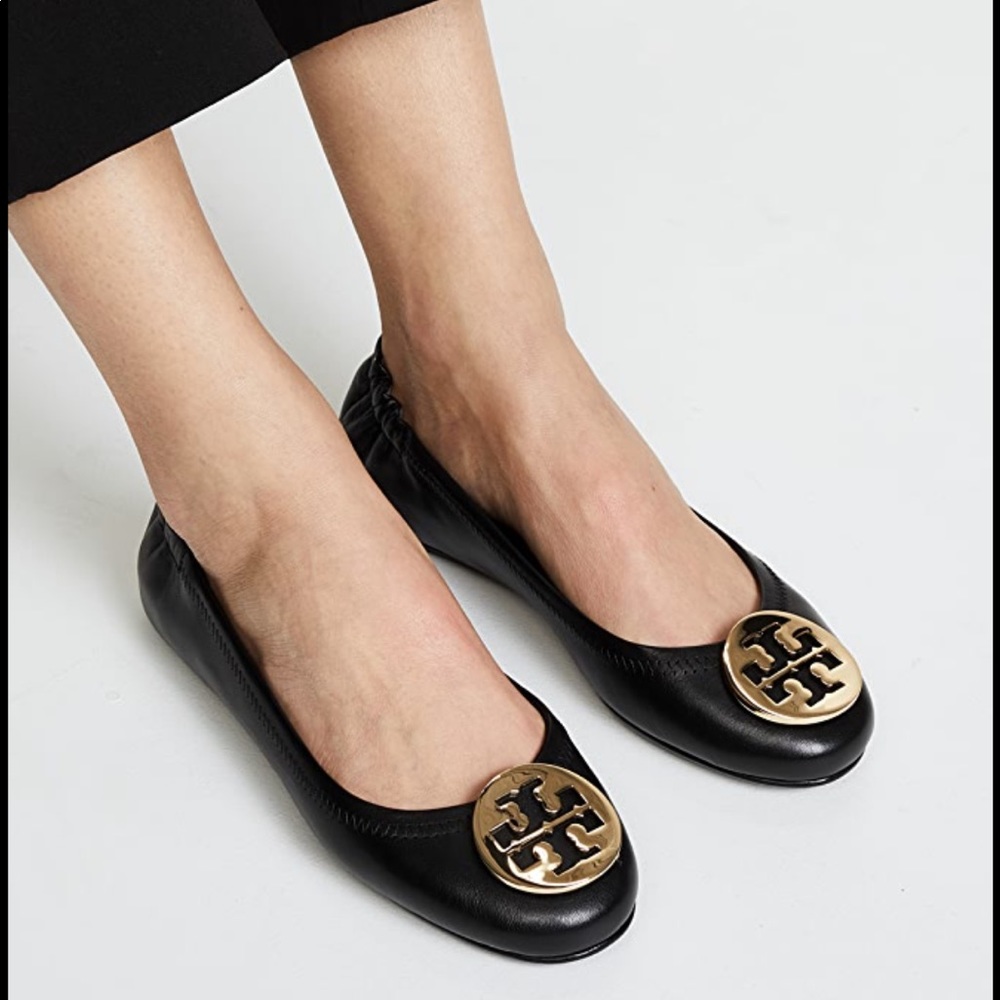 TORY BURCH Black Minnie Ballet Flats - Picture 2 of 4